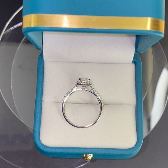 💯% AUTHENTIC!!!  Halo Emerald Cut Moissanite Engagement Ring - Picture 13 of 15